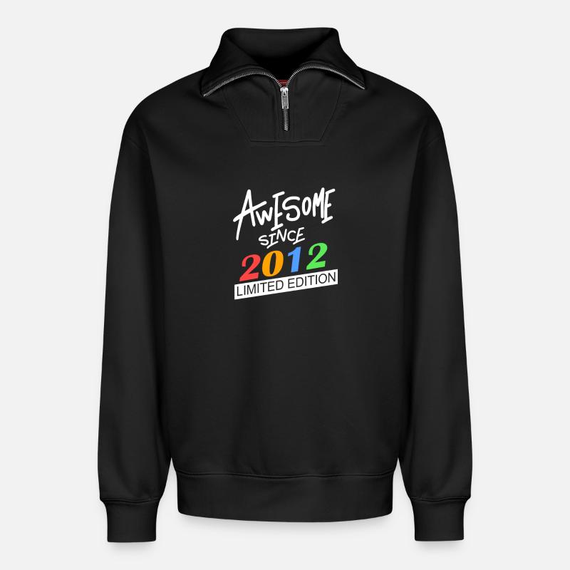 2012 - Promotion 2012 - Sweat unisexe décontracté en coton biologique à demi-zip – de SPREAD - noir