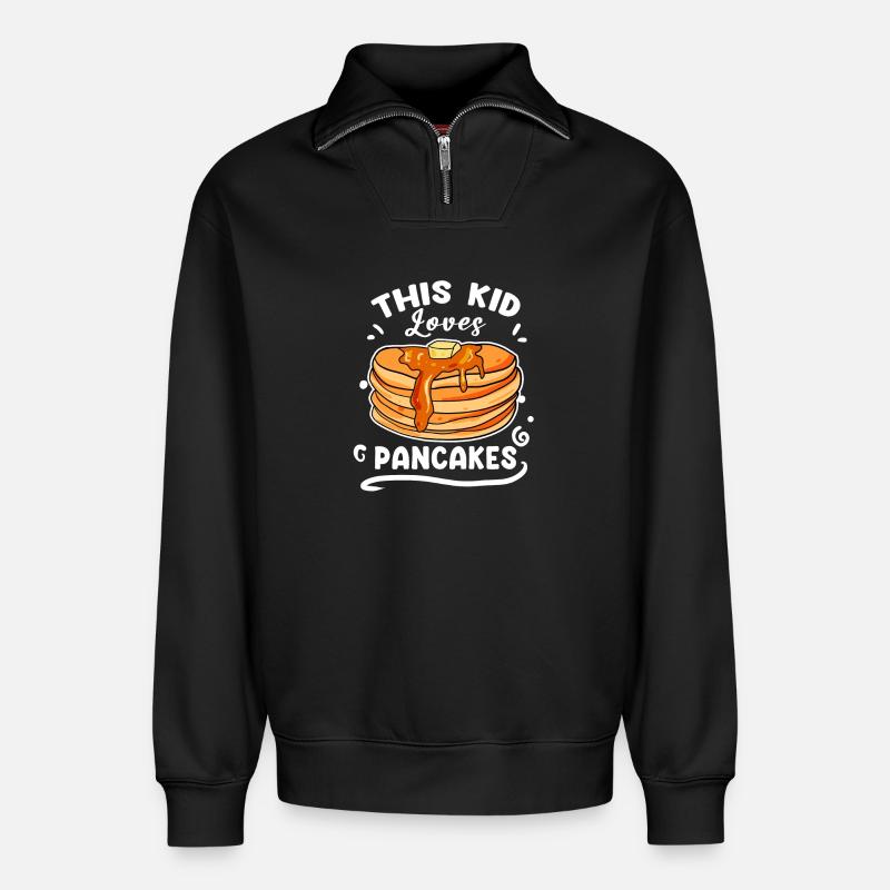 Pancake Liebe - Relaxed Unisex Organic Half Zip Sweatshirt – von SPREAD - Schwarz
