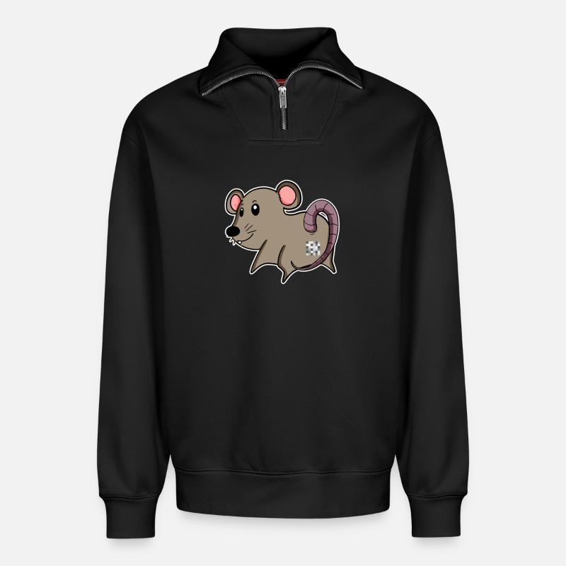 Mouse Ass - Mouse Butt - Sweat unisexe décontracté en coton biologique à demi-zip – de SPREAD - noir