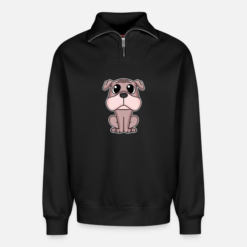 Mops Hund Hundebesitzer - Relaxed Unisex Organic Half Zip Sweatshirt – von SPREAD - Schwarz