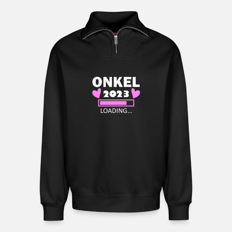 Onkel Loading 2023 - Relaxed Unisex Organic Half Zip Sweatshirt – von SPREAD - Schwarz