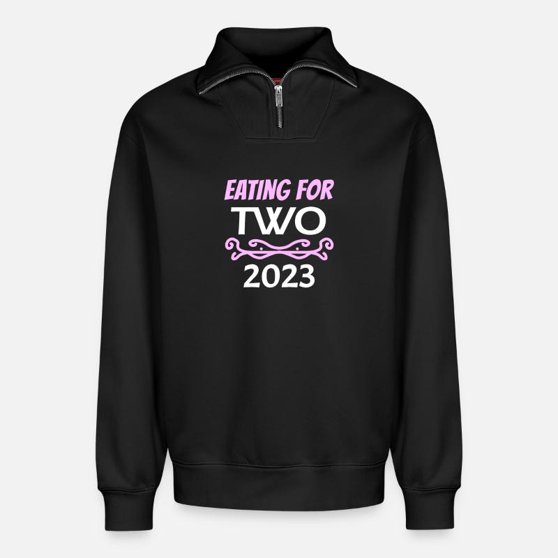 Grossesse Gémeaux 2023 - Sweat unisexe décontracté en coton biologique à demi-zip – de SPREAD - noir