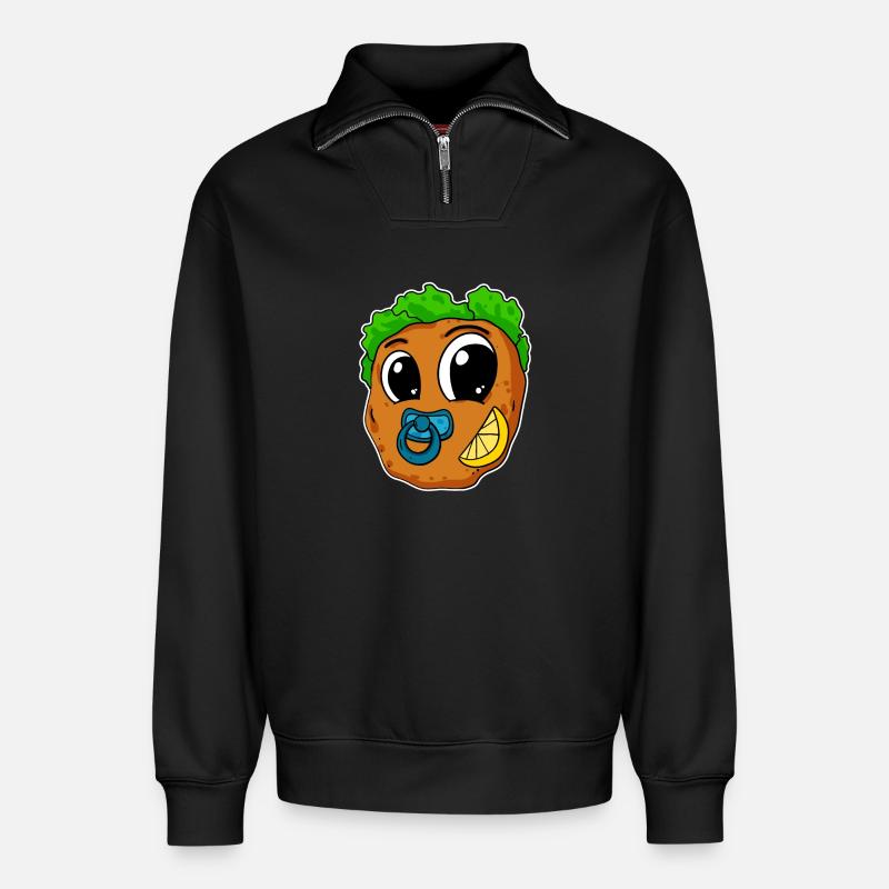 Bébé Schnitzel - Sweat unisexe décontracté en coton biologique à demi-zip – de SPREAD - noir