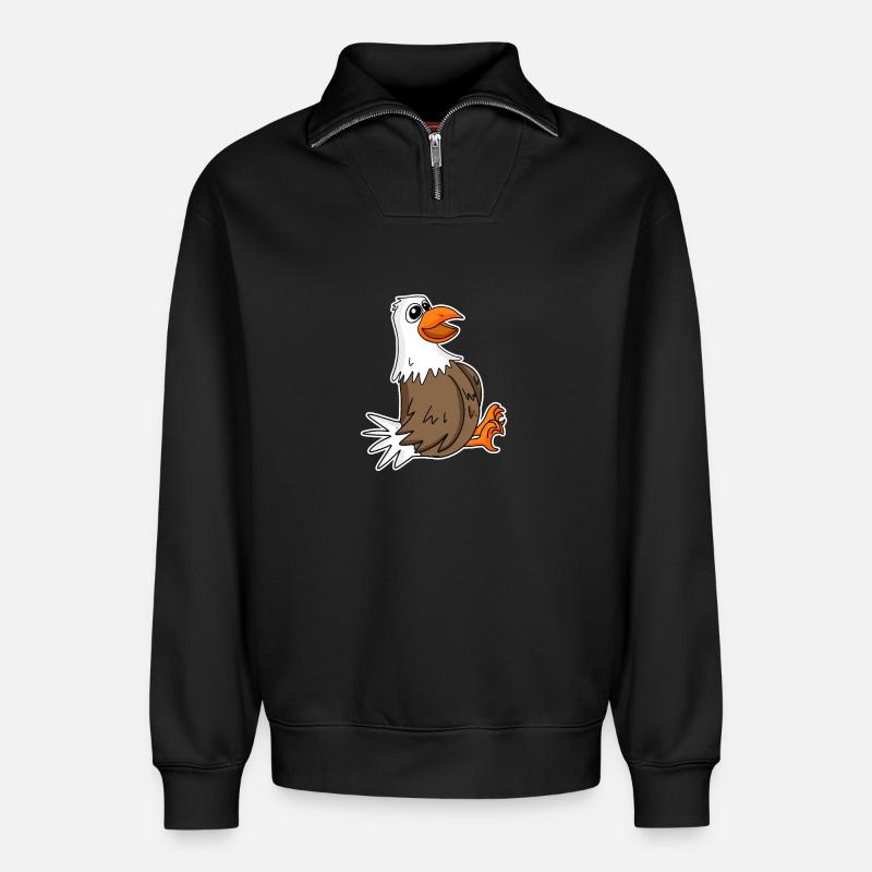 Eagle - Relaxed Unisex Organic Half Zip Sweatshirt – by SPREAD - black
