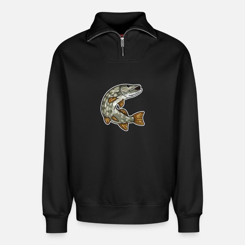 Pike - Relaxed Unisex Organic Half Zip Sweatshirt – by SPREAD - black