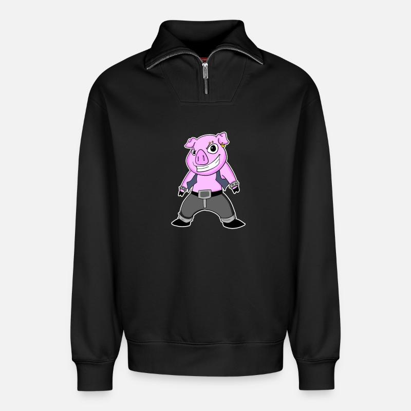 Cool Pig - Relaxed Unisex Organic Half Zip Sweatshirt – by SPREAD - black