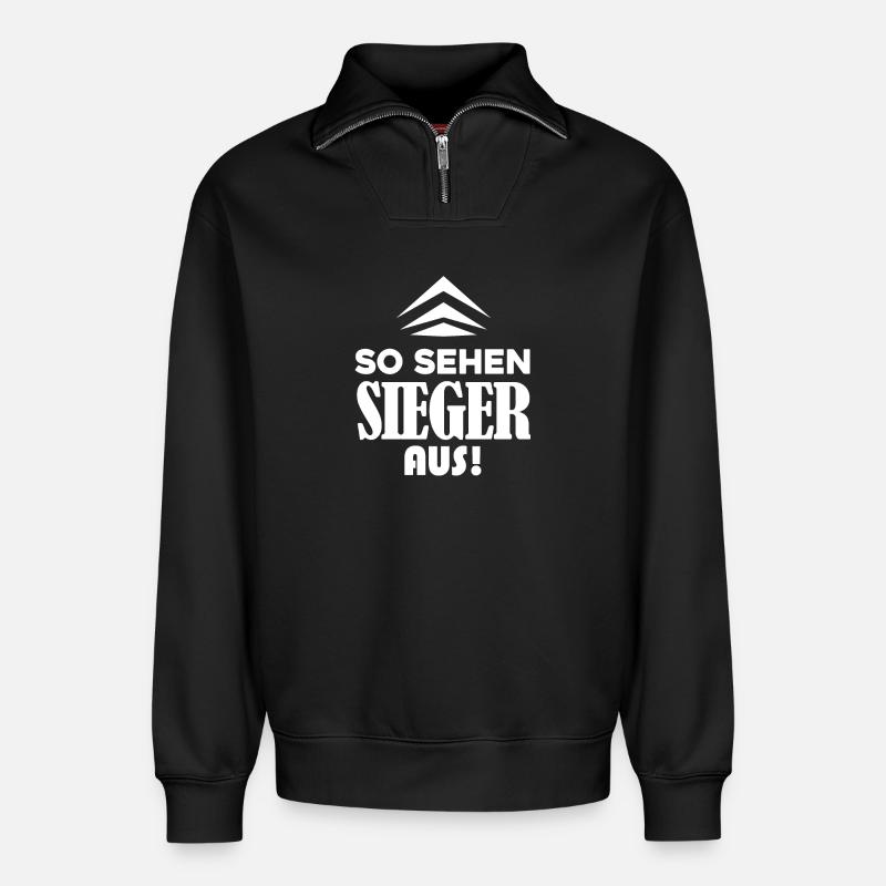 Sieger Erster Gewinner - Relaxed Unisex Organic Half Zip Sweatshirt – von SPREAD - Schwarz