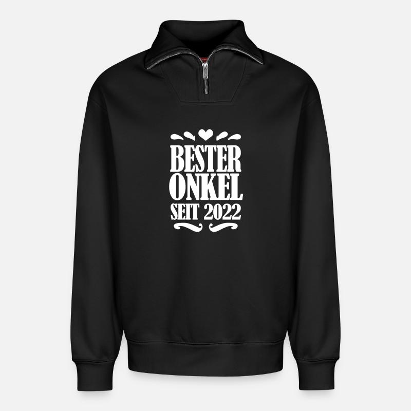Bester Onkel seit 2022 - Relaxed Unisex Organic Half Zip Sweatshirt – von SPREAD - Schwarz