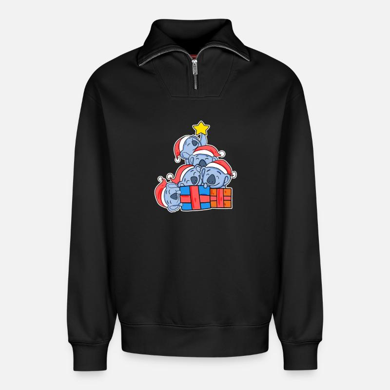 Weihnachten Weihnachtsbaum Koala - Koalas - Relaxed Unisex Organic Half Zip Sweatshirt – von SPREAD - Schwarz