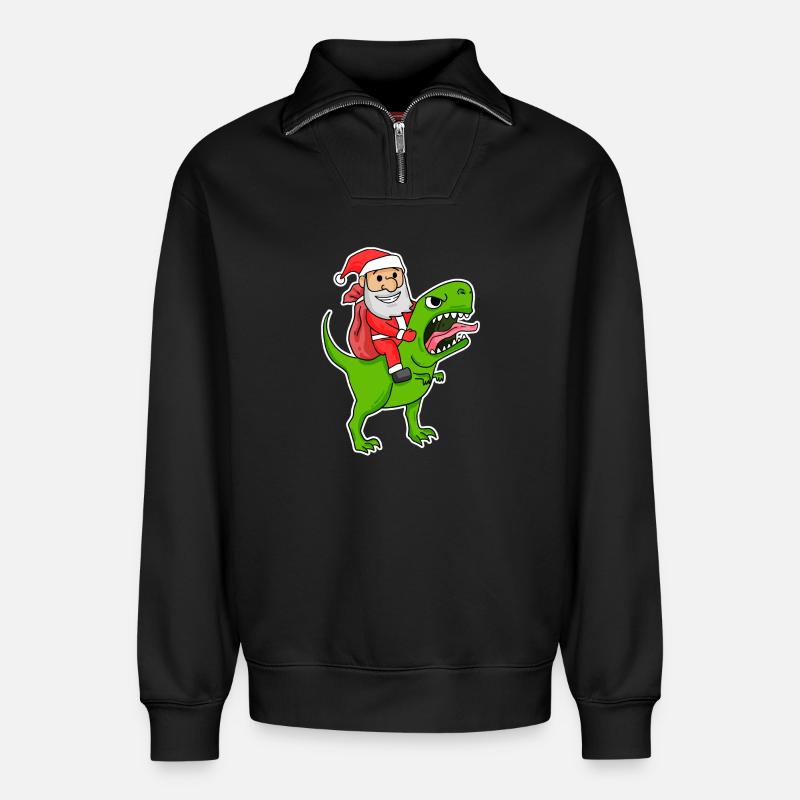Weihnachtsmann Dinosaurier - Relaxed Unisex Organic Half Zip Sweatshirt – von SPREAD - Schwarz