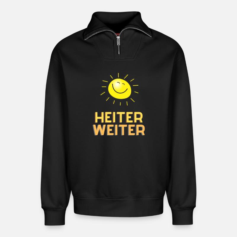 Heiter weiter - Relaxed Unisex Organic Half Zip Sweatshirt – von SPREAD - Schwarz