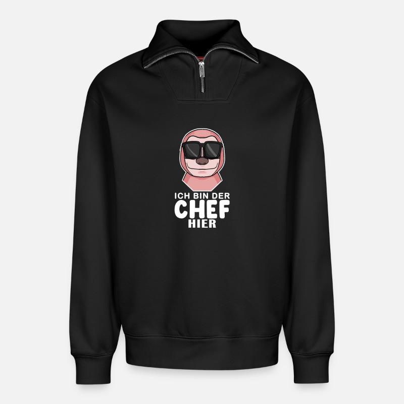 Cool Faultier Chef - Relaxed Unisex Organic Half Zip Sweatshirt – von SPREAD - Schwarz