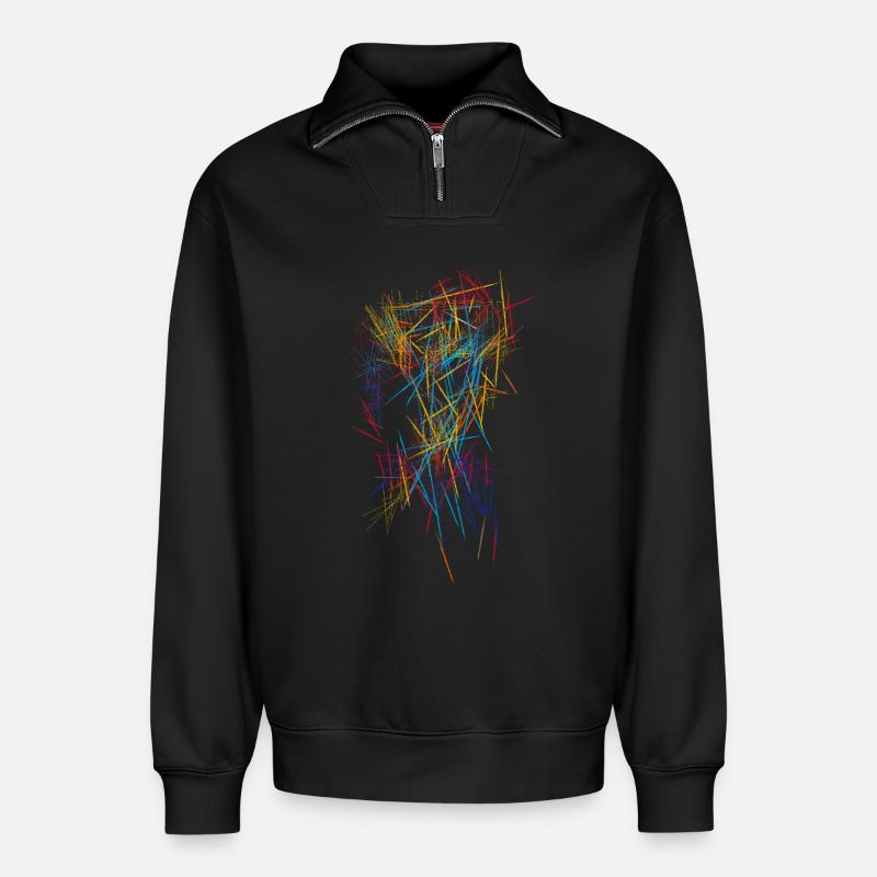 Abstrakt  - Relaxed Unisex Organic Half Zip Sweatshirt – von SPREAD - Schwarz