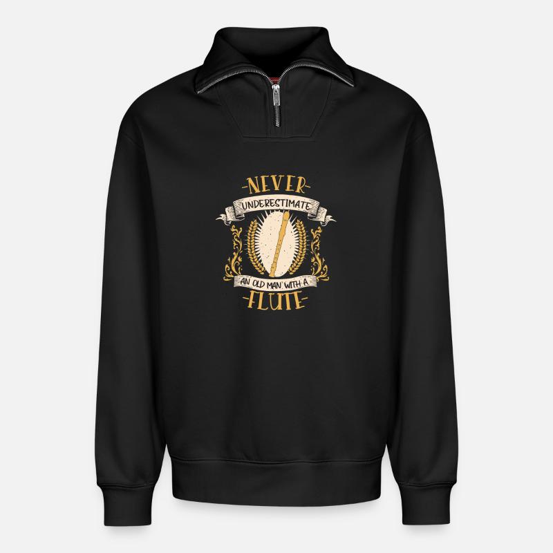 Flöte Musiker Instrument Blasmusik Geschenk - Relaxed Unisex Organic Half Zip Sweatshirt – von SPREAD - Schwarz