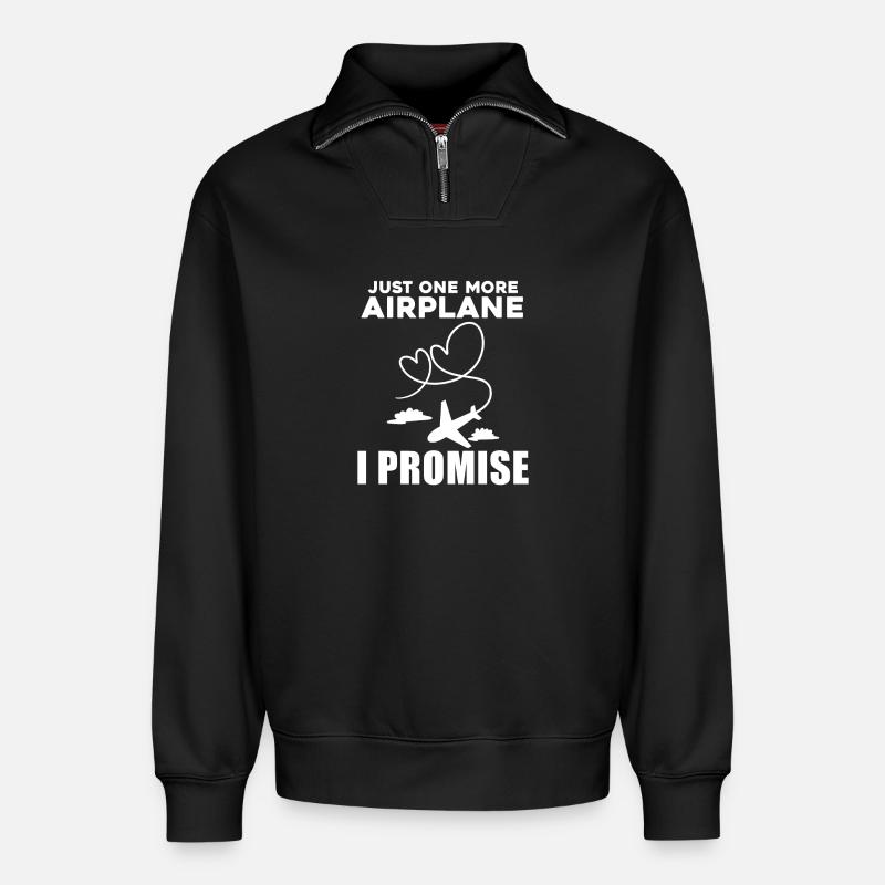 Airplanes Airplane Pilot Gift - Relaxed Unisex Organic Half Zip Sweatshirt – by SPREAD - black