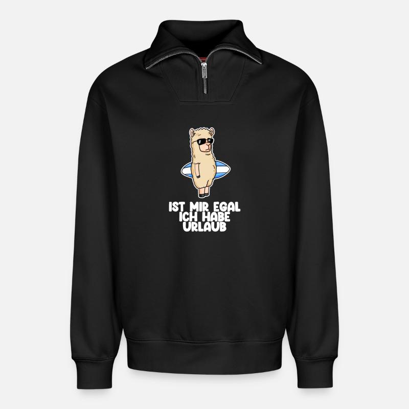 Urlaub Spruch - Relaxed Unisex Organic Half Zip Sweatshirt – von SPREAD - Schwarz