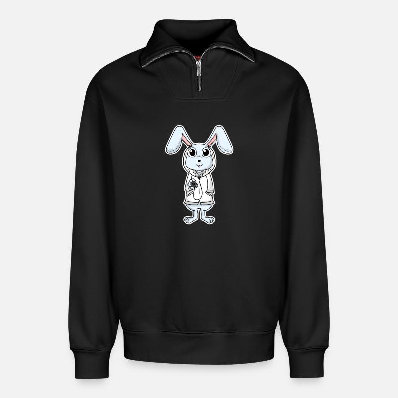 Arzt Tierarzt Hase - Relaxed Unisex Organic Half Zip Sweatshirt – von SPREAD - Schwarz