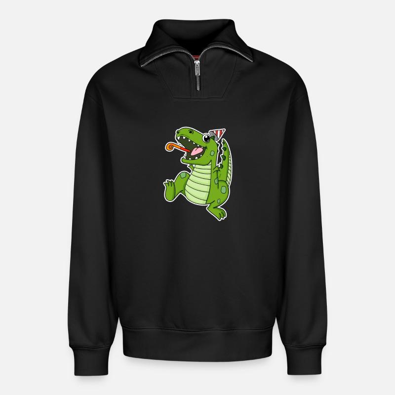 Dino Party - Relaxed Unisex Organic Half Zip Sweatshirt – by SPREAD - black