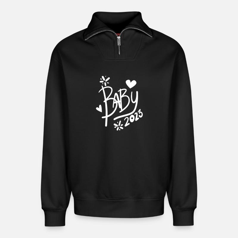Bébé 2023 - Sweat unisexe décontracté en coton biologique à demi-zip – de SPREAD - noir