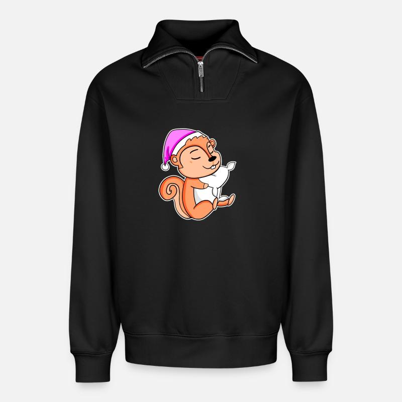 Eichhörnchen - Relaxed Unisex Organic Half Zip Sweatshirt – von SPREAD - Schwarz