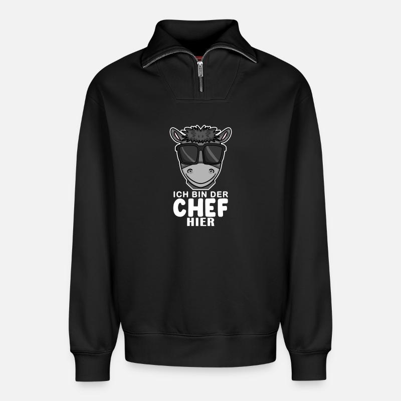 Cool Esel Chef Spruch - Relaxed Unisex Organic Half Zip Sweatshirt – von SPREAD - Schwarz