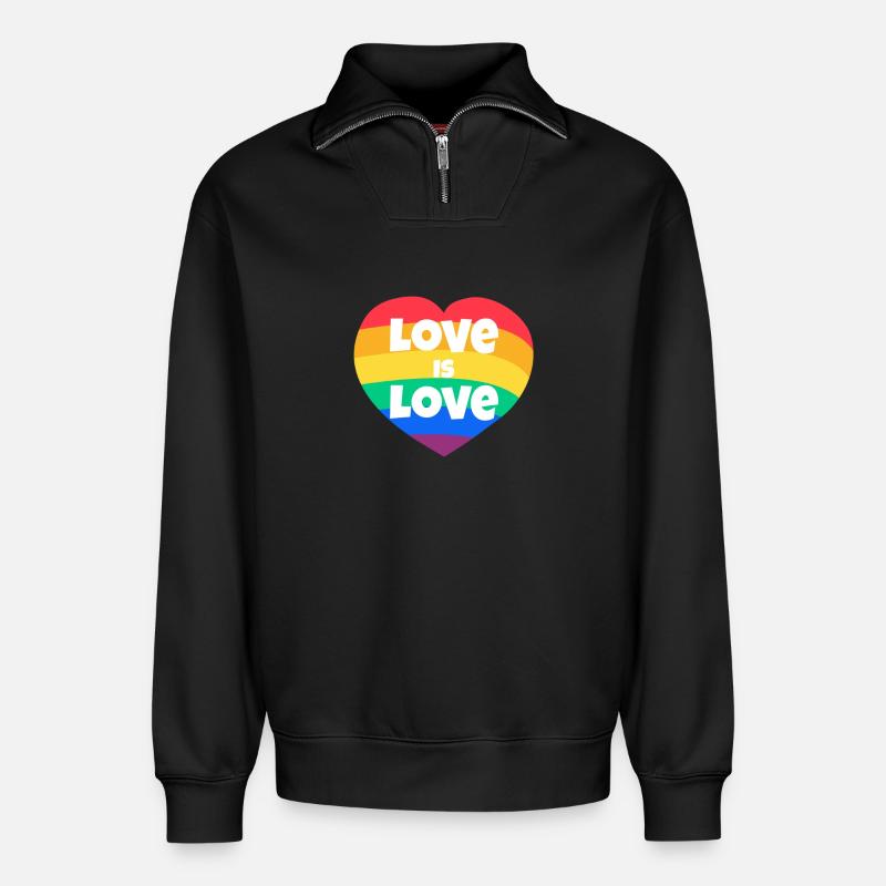 Saint-Valentin, Saint-Valentin, Saint-Valentin - Sweat unisexe décontracté en coton biologique à demi-zip – de SPREAD - noir