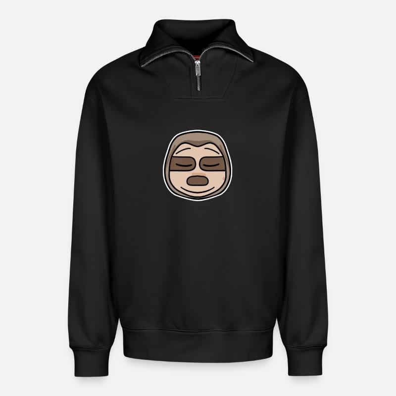 Faultier Kopf - Relaxed Unisex Organic Half Zip Sweatshirt – von SPREAD - Schwarz