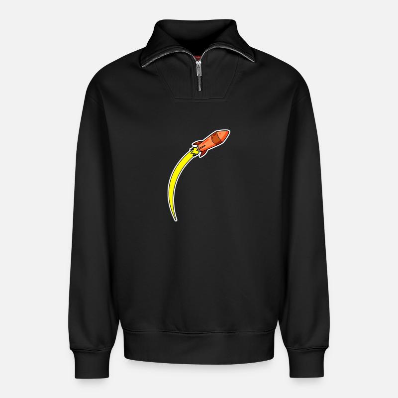Rocket Orange - Relaxed Unisex Organic Half Zip Sweatshirt – by SPREAD - black