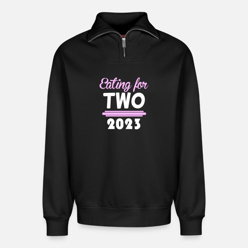 Grossesse Gémeaux 2023 - Sweat unisexe décontracté en coton biologique à demi-zip – de SPREAD - noir