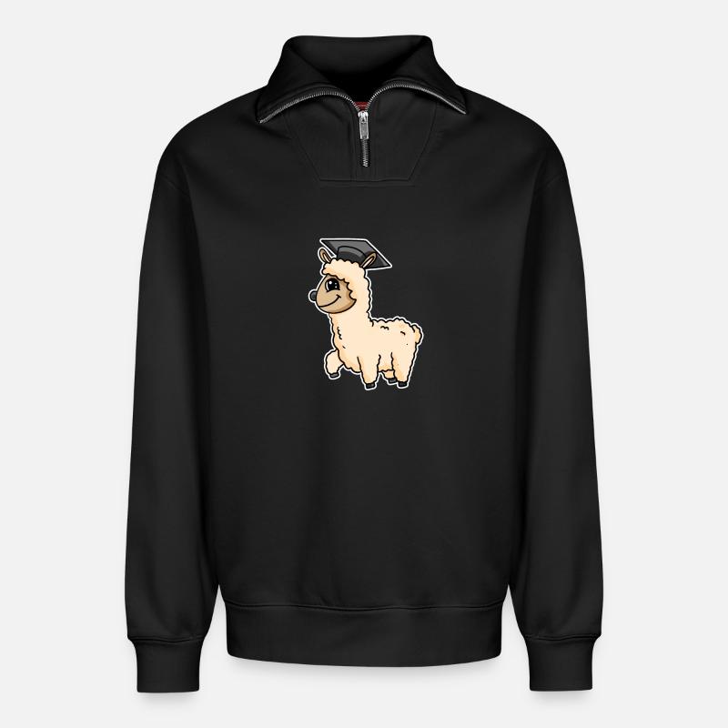 Master Degree Alpaca - Relaxed Unisex Organic Half Zip Sweatshirt – by SPREAD - black