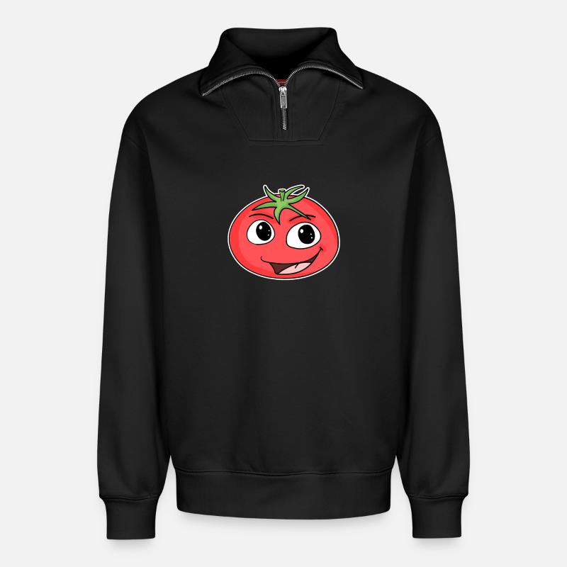 Tomate - Relaxed Unisex Organic Half Zip Sweatshirt – von SPREAD - Schwarz