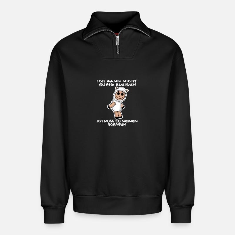 Schaf Schafe Spruch Sprüche - Relaxed Unisex Organic Half Zip Sweatshirt – von SPREAD - Schwarz