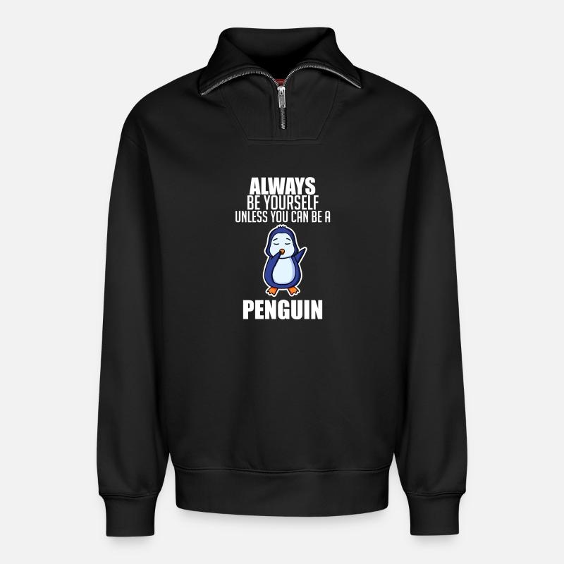 Pinguin Pinguine Sprüche - Relaxed Unisex Organic Half Zip Sweatshirt – von SPREAD - Schwarz