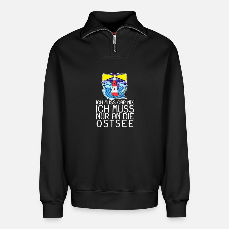 Ostsee Spruch - Relaxed Unisex Organic Half Zip Sweatshirt – von SPREAD - Schwarz