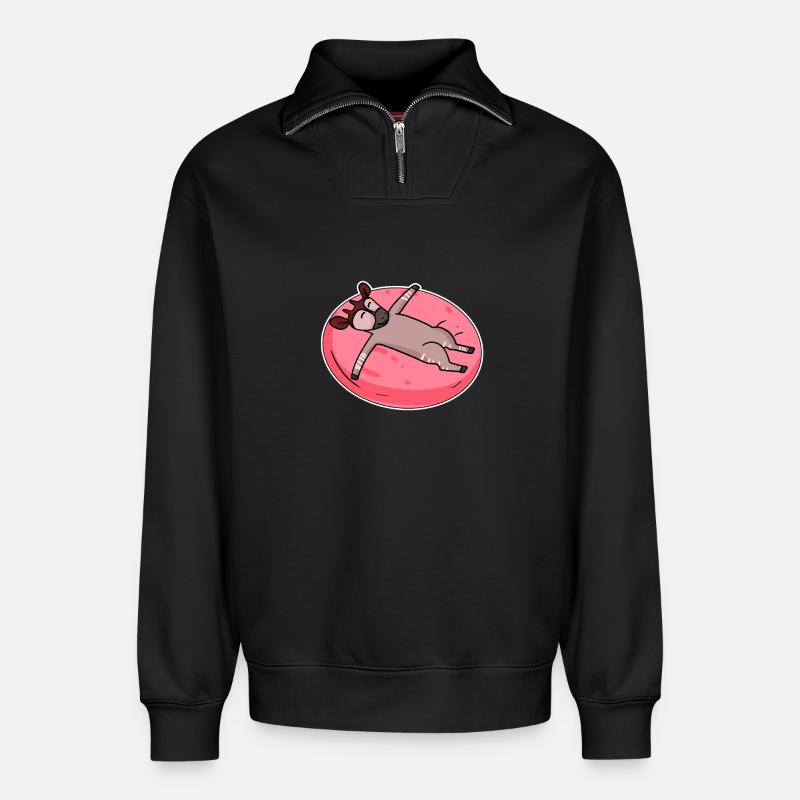 Schlafendes Okapi Waldgiraffe - Relaxed Unisex Organic Half Zip Sweatshirt – von SPREAD - Schwarz