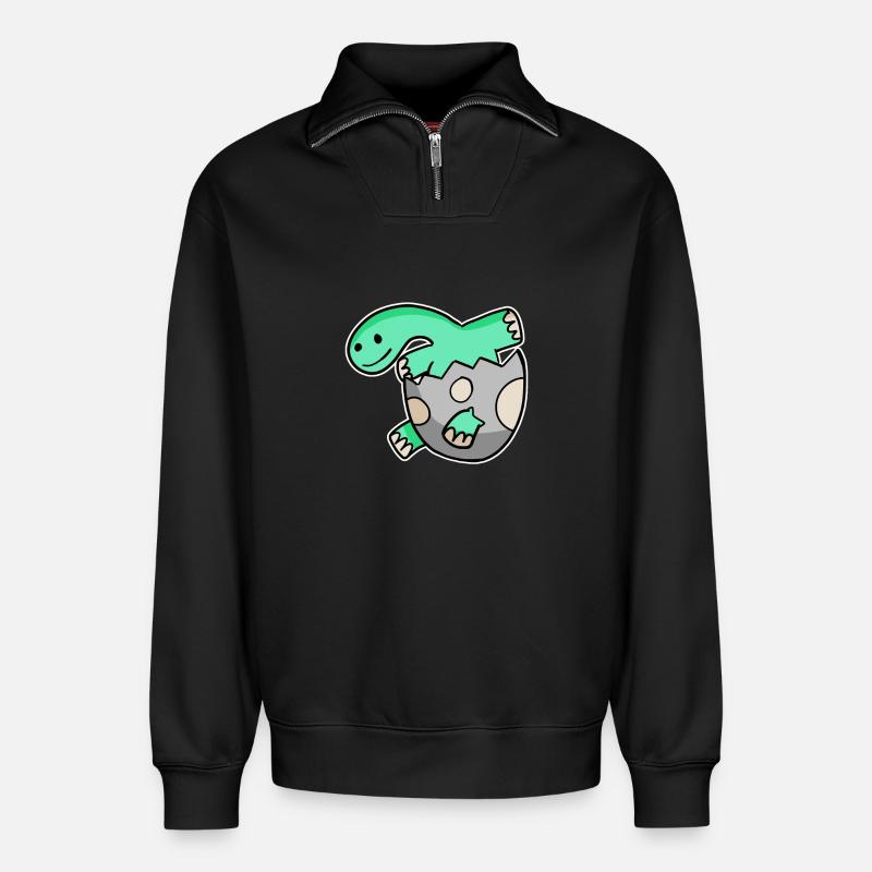 Bébé Dino - Sweat unisexe décontracté en coton biologique à demi-zip – de SPREAD - noir