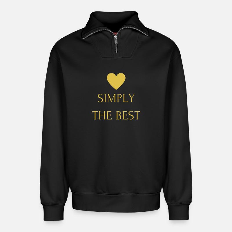 Tout simplement le meilleur - Sweat unisexe décontracté en coton biologique à demi-zip – de SPREAD - noir