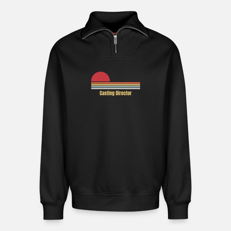 Casting Director - Relaxed Unisex Organic Half Zip Sweatshirt – von SPREAD - Schwarz