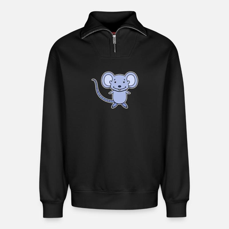 Maus Cartoon - Relaxed Unisex Organic Half Zip Sweatshirt – von SPREAD - Schwarz