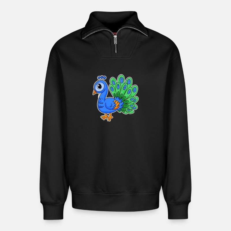 Paon - Sweat unisexe décontracté en coton biologique à demi-zip – de SPREAD - noir
