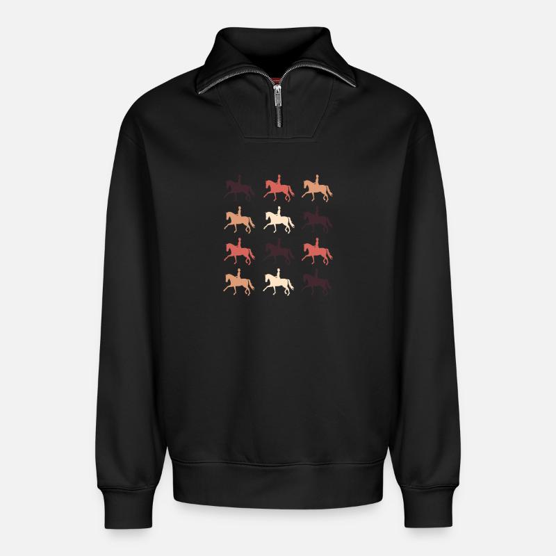 Dressurpferd - Relaxed Unisex Organic Half Zip Sweatshirt – von SPREAD - Schwarz