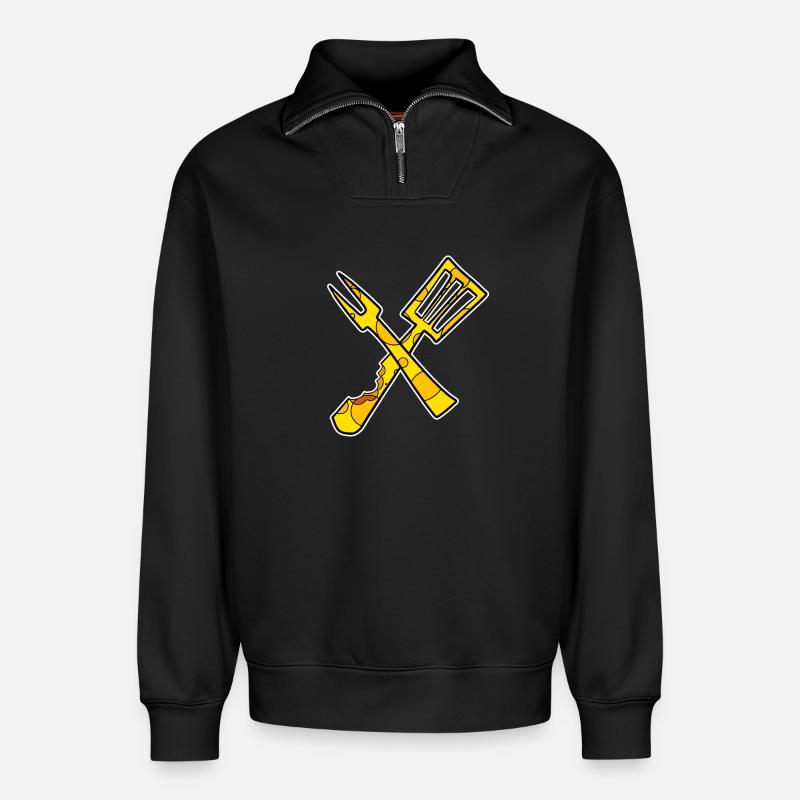 Chef Cooking Restaurant - Relaxed Unisex Organic Half Zip Sweatshirt – by SPREAD - black