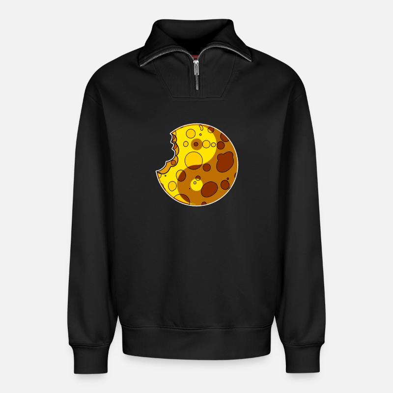 Käse Yin Yang - Relaxed Unisex Organic Half Zip Sweatshirt – von SPREAD - Schwarz
