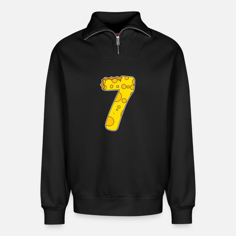 Zahl 7 - Relaxed Unisex Organic Half Zip Sweatshirt – von SPREAD - Schwarz