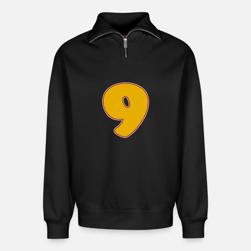 9 - Neun - Relaxed Unisex Organic Half Zip Sweatshirt – von SPREAD - Schwarz