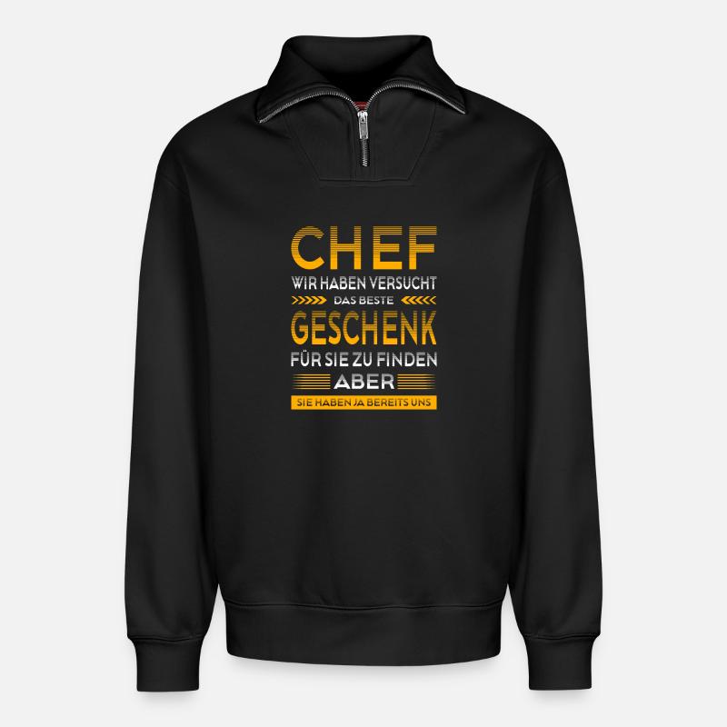 Chef Abschied Geschenke Abschiedsgeschenk - Relaxed Unisex Organic Half Zip Sweatshirt – von SPREAD - Schwarz