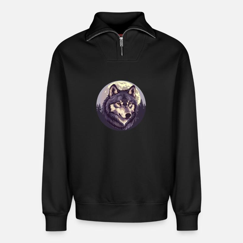 Wolfsblut - Relaxed Unisex Organic Half Zip Sweatshirt – von SPREAD - Schwarz