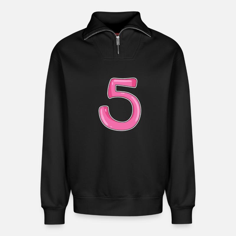 Cinq chiffres numéro 5 - Sweat unisexe décontracté en coton biologique à demi-zip – de SPREAD - noir