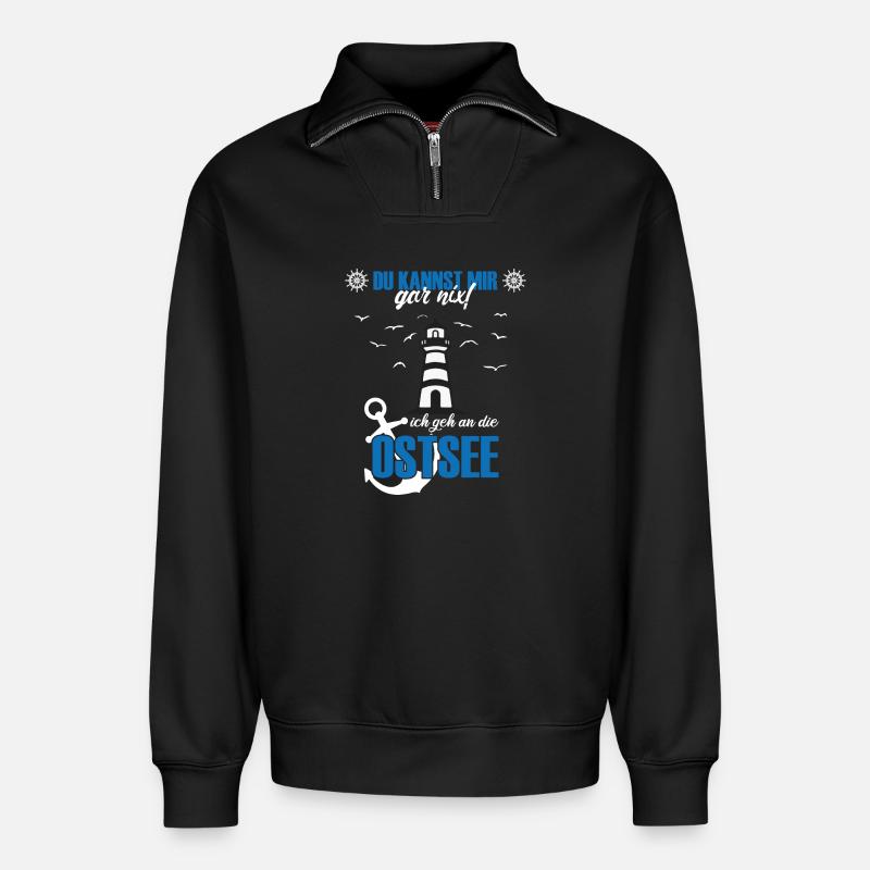 Ostsee - Relaxed Unisex Organic Half Zip Sweatshirt – von SPREAD - Schwarz