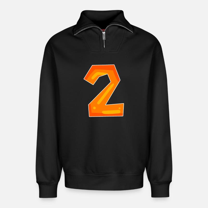 Zwei - 2 - Nummer Zahl - Relaxed Unisex Organic Half Zip Sweatshirt – von SPREAD - Schwarz